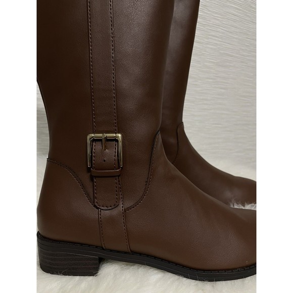 Karen Scott Womens Deliee New Faux Leather Riding Boots Wide Calf Brown 7 M - Picture 5 of 8